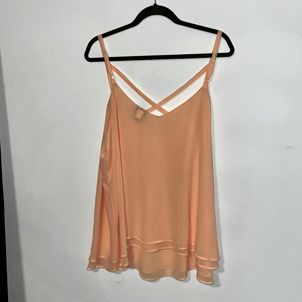 Torrid Peach Strappy Chiffon Swing Cami Size 3